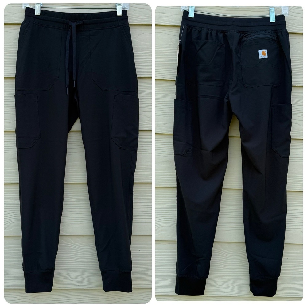 NEW! Carhartt Scrub Pants XS Petite Black Force Cross-Flex Cargo Jogger MP3110-W